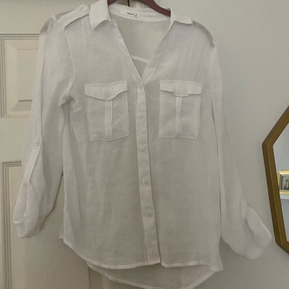 TIMING White button down blouse.